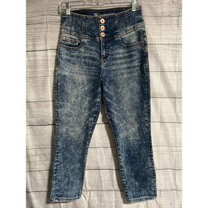 No Boundaries Womens Acid Wash High Rise Tapered Ankle Jeans JR Size 11 Y2K